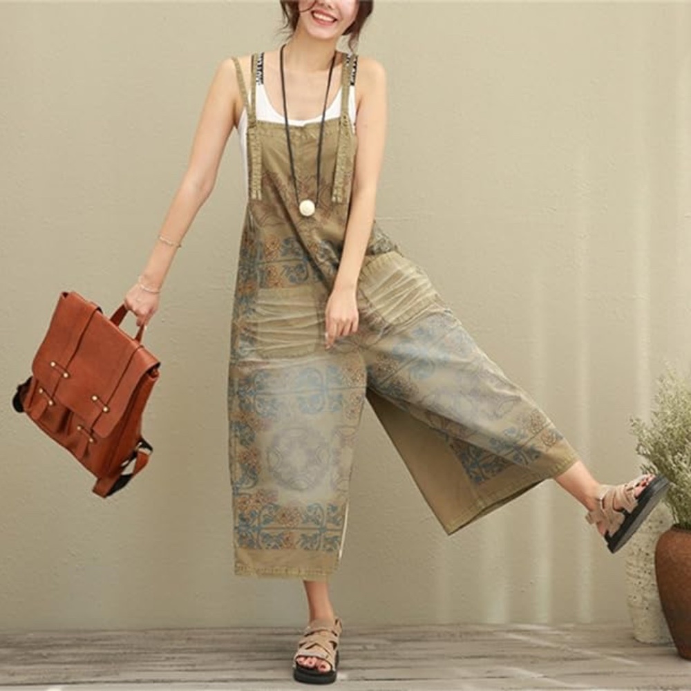 Women Loose Cropped Pants Overall Rompers